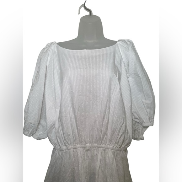 Harshman Barnes White Cotton Peplum Blouse Plus Size 3X NWT Puff Sleeve Top - Picture 4 of 6